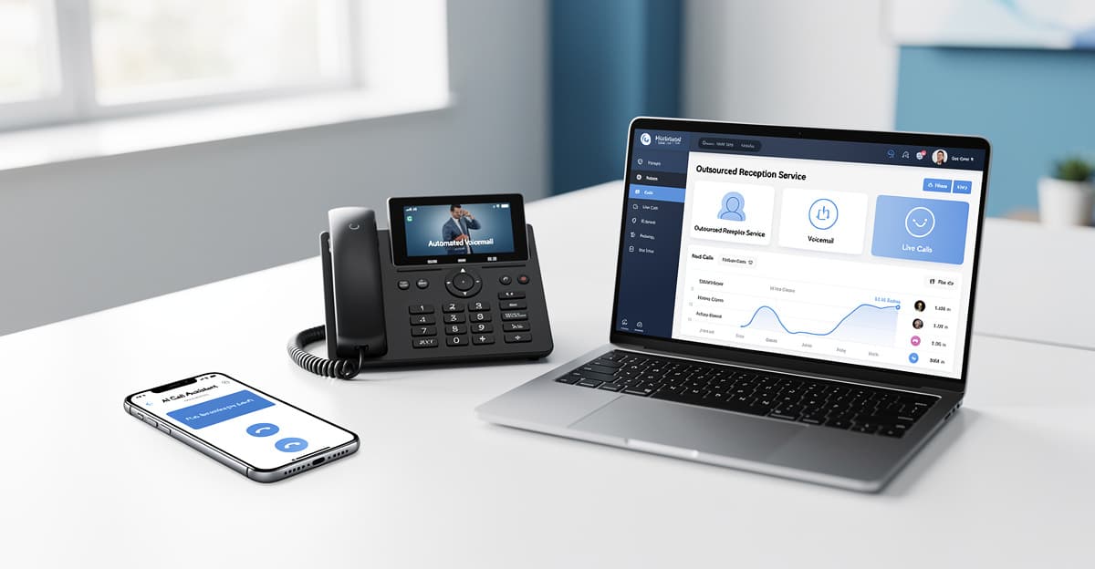 Comparaison visuelle autour du repondeur professionnel, du secrétariat externalisé et de l’assistant IA